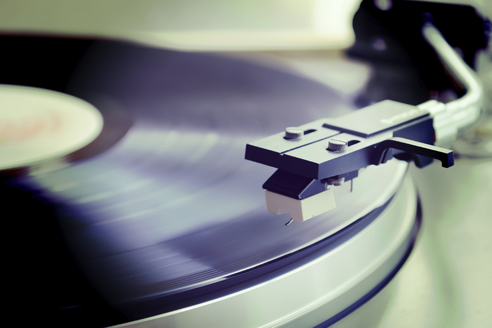 record player in vintage tone